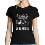 T-shirt femme Teckel | Je Travaille Dur - Planetee
