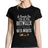 T-shirt femme Rottweiller | Je Travaille Dur - Planetee