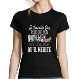 T-shirt femme Norvégien | Je Travaille Dur - Planetee