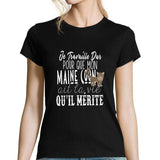T-shirt femme Maine Coon | Je Travaille Dur - Planetee
