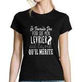 T-shirt femme Lévrier | Je Travaille Dur - Planetee