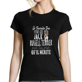 T-shirt femme Jack Russel Terrier | Je Travaille Dur - Planetee