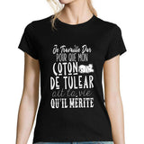 T-shirt femme Coton de Tuléar | Je Travaille Dur - Planetee