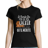 T-shirt femme Cocker | Je Travaille Dur - Planetee