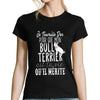 T-shirt femme Bull Terrier | Je Travaille Dur - Planetee
