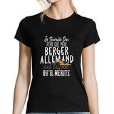 T-shirt femme Berger Allemand | Je Travaille Dur - Planetee