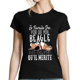 T-shirt femme Beagle | Je Travaille Dur - Planetee