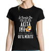 T-shirt femme Akita inu | Je Travaille Dur - Planetee