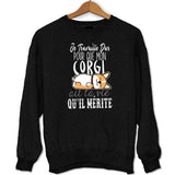 Sweat Corgi | Je Travaille Dur - Planetee