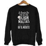 Sweat Bichon Maltais | Je Travaille Dur - Planetee