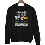 Sweat à capuche Poisson | Je Travaille Dur - Planetee