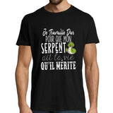 T-shirt homme Serpent | Je Travaille Dur - Planetee