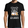 T-shirt homme Corgi | Je Travaille Dur - Planetee