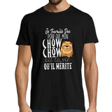 T-shirt homme Chow Chow | Je Travaille Dur - Planetee