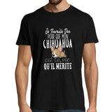 T-shirt homme Chihuahua | Je Travaille Dur - Planetee