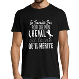 T-shirt homme Cheval | Je Travaille Dur - Planetee