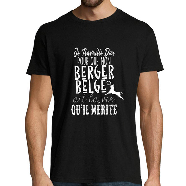 T-shirt homme Berger Belge | Je Travaille Dur - Planetee