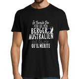 T-shirt homme Berger Australien | Je Travaille Dur - Planetee