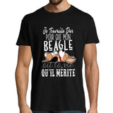 T-shirt homme Beagle | Je Travaille Dur - Planetee