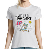 T-shirt Femme Chat Vacances - Planetee