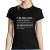 T-shirt femme Charline | Prénom Définition - Planetee