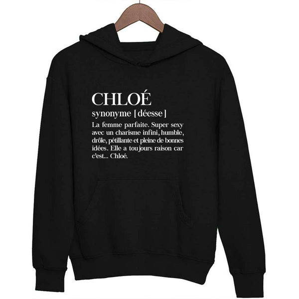 Sweat à capuche Chloé | Prénom Définition - Planetee