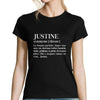 T-shirt femme Justine | Prénom Définition - Planetee