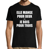 T-shirt homme Elle Mange pour Deux Je Bois pour Trois - Planetee