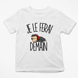 T-shirt Enfant Singe casque de musique | Je le ferai Demain | Bodies Collection Animaux Humour Mignon - Planetee