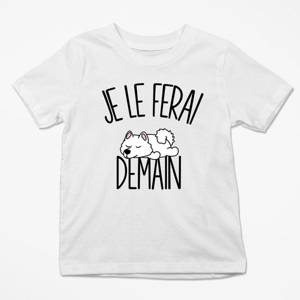 T-shirt Enfant Samoyède | Je le ferai Demain | Bodies Collection Animaux Humour Mignon - Planetee