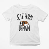 T-shirt Enfant Saint Bernard | Je le ferai Demain | Bodies Collection Animaux Humour Mignon - Planetee