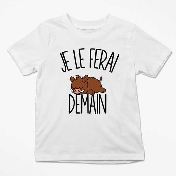 T-shirt Enfant Phacochère | Je le ferai Demain | Bodies Collection Animaux Humour Mignon - Planetee
