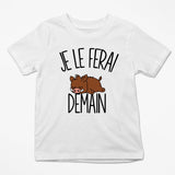 T-shirt Enfant Phacochère | Je le ferai Demain | Bodies Collection Animaux Humour Mignon - Planetee