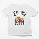 T-shirt Enfant Kangourou | Je le ferai Demain | Bodies Collection Animaux Humour Mignon - Planetee