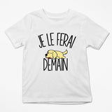 T-shirt Enfant Golden Retriever | Je le ferai Demain | Bodies Collection Animaux Humour Mignon - Planetee
