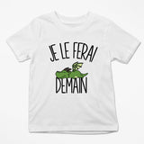 T-shirt Enfant Dragon | Je le ferai Demain | Bodies Collection Animaux Humour Mignon - Planetee