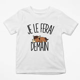 T-shirt Enfant Cheval Poney | Je le ferai Demain | Bodies Collection Animaux Humour Mignon - Planetee