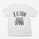 T-shirt Enfant Chat Scottish | Je le ferai Demain | Bodies Collection Animaux Humour Mignon - Planetee