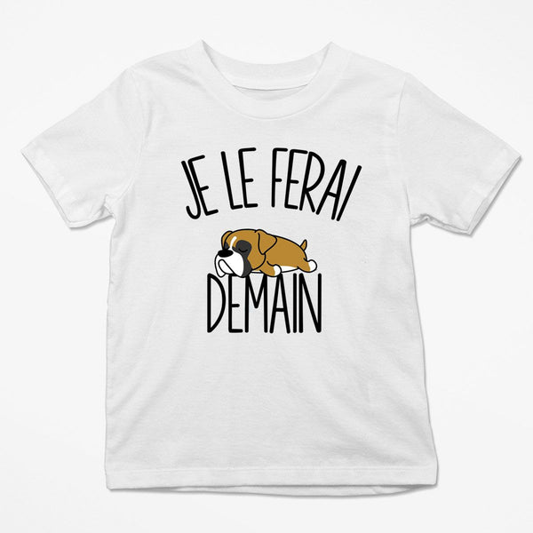 T-shirt Enfant Boxer | Je le ferai Demain | Bodies Collection Animaux Humour Mignon - Planetee