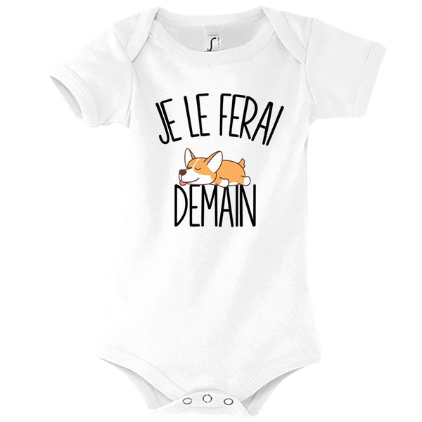 Body Bébé Unisexe Motif Corgi - En Coton Doux, Manches Courtes - Taille 9-12 Mois - Pratique Avec Boutons-pression