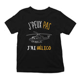 T-shirt enfant J'peux pas J'ai Hélico noir - Planetee