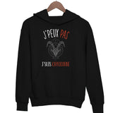 Sweat à capuche J'peux pas J'suis Capricorne noir - Planetee