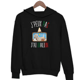 Sweat à capuche J'peux pas J'ai Italien noir - Planetee