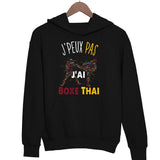 Sweat à capuche J'peux pas J'ai Boxe thai noir - Planetee