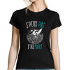 T-shirt femme J'peux pas J'ai Surf noir - Planetee