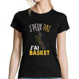 T-shirt femme J'peux pas J'ai BaSket noir - Planetee