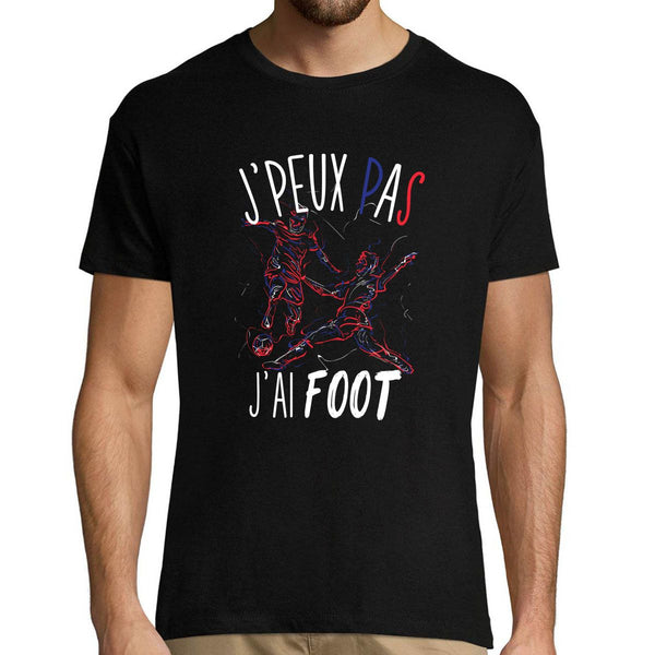 T-shirt homme J'peux pas J'ai Foot / Football noir - Planetee