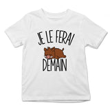 T-shirt Enfant Phacochère | Je le ferai Demain | Bodies Collection Animaux Humour Mignon - Planetee