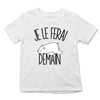 T-shirt Enfant Ours Blanc | Je le ferai Demain | Bodies Collection Animaux Humour Mignon - Planetee