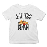 T-shirt Enfant Kangourou | Je le ferai Demain | Bodies Collection Animaux Humour Mignon - Planetee